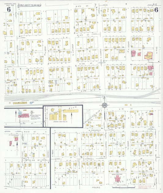 Sanborn Fire Insurance Map from Cameron, Clinton County, Missouri (1932), Sheet #0006 - Historic Sanborn Fire Insurance Map Print, vintage old map wall art, antique decor, genealogy gift, Missouri Missouri map