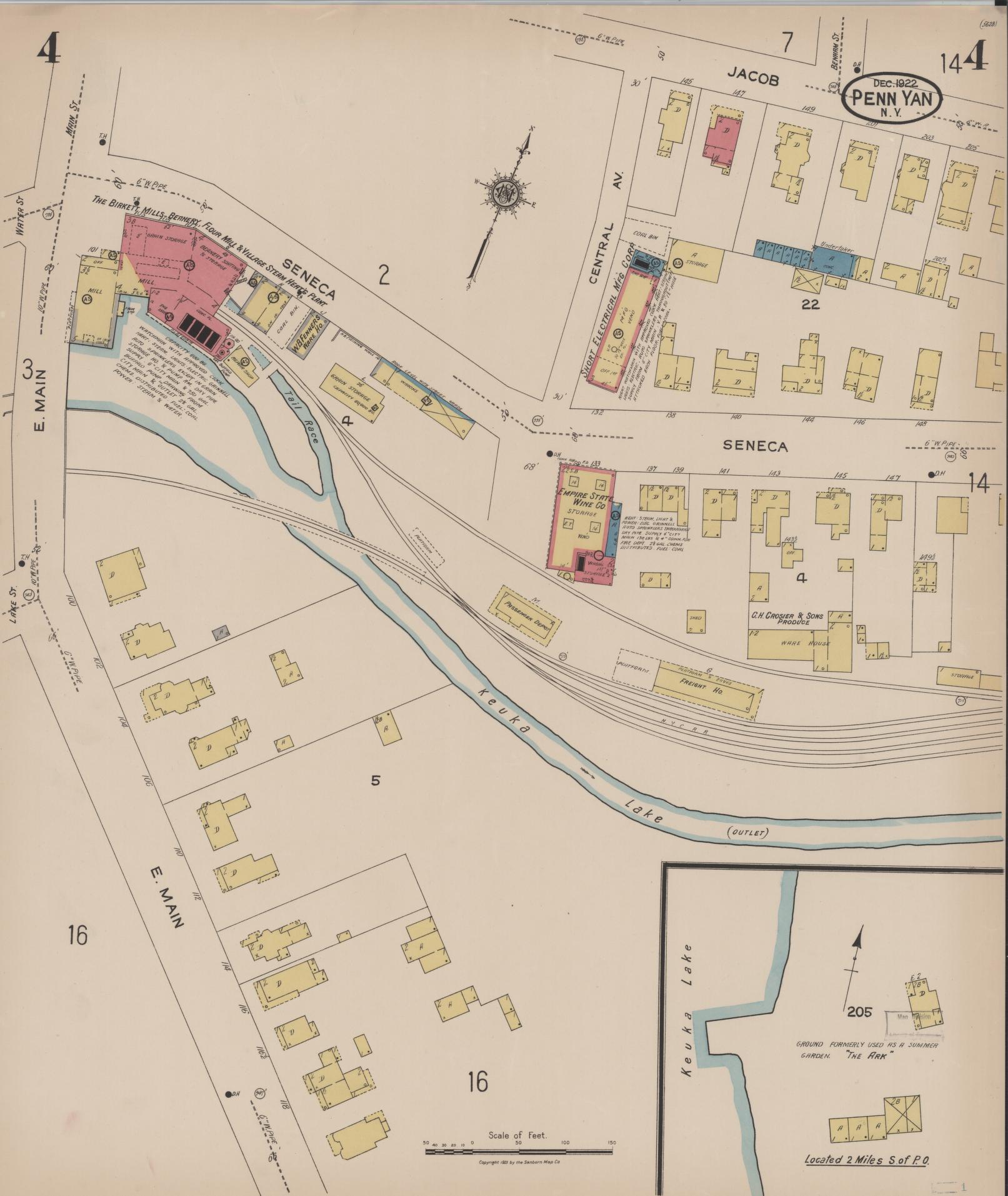 Sanborn Fire Insurance Map from Penn Yan, Yates County, New York (1922), Sheet #0004 - Complete Map Set gallery image, historic Sanborn map, vintage wall art, New York New York
