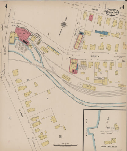 Sanborn Fire Insurance Map from Penn Yan, Yates County, New York (1922), Sheet #0004 - Complete Map Set gallery image, historic Sanborn map, vintage wall art, New York New York