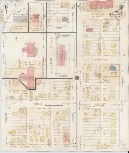 Sanborn Fire Insurance Map from Wewoka, Seminole County, Oklahoma (1945), Sheet #0006 - Complete Map Set gallery image, historic Sanborn map, vintage wall art, Oklahoma Oklahoma