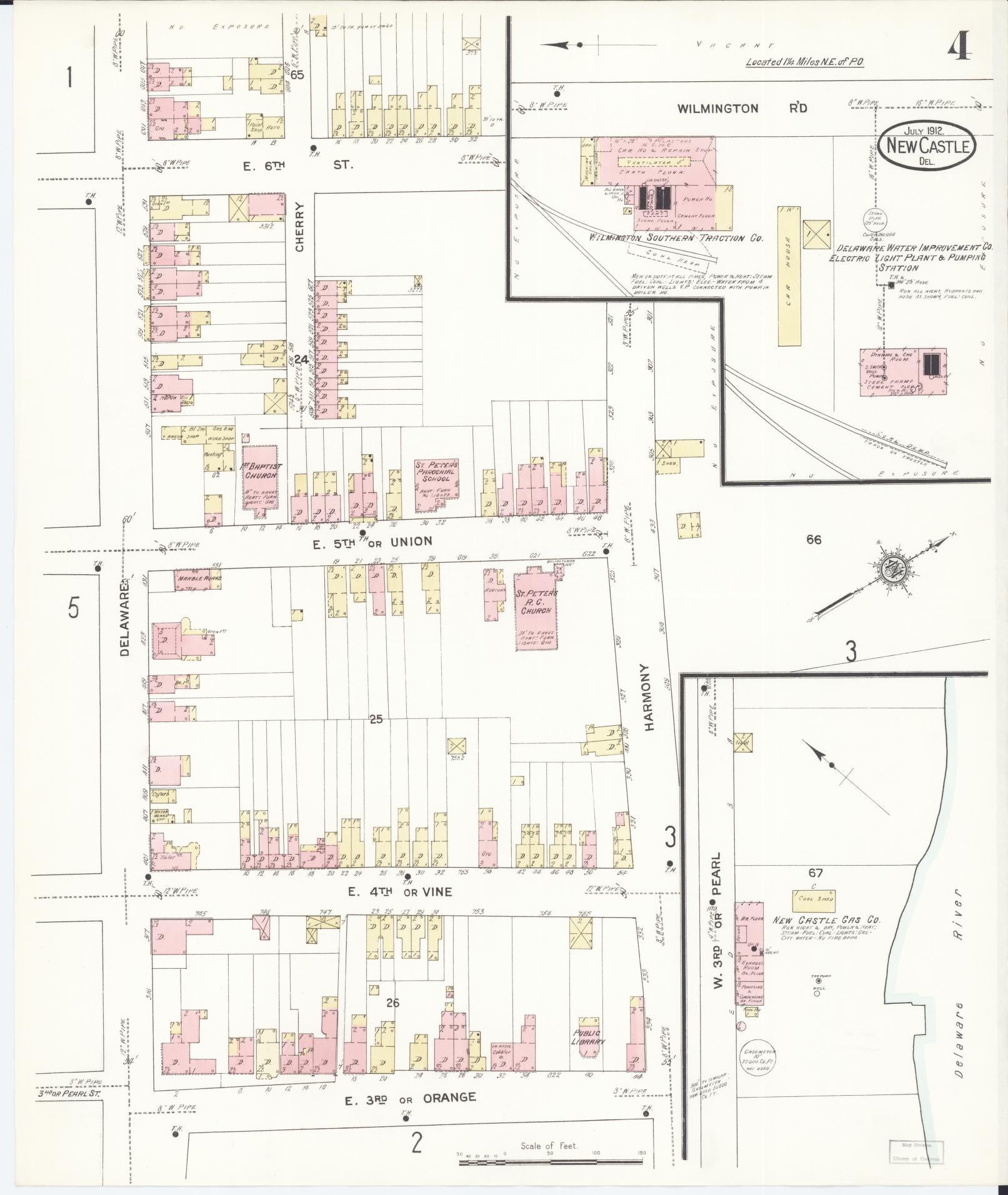 Sanborn Fire Insurance Map from New Castle, New Castle County, Delaware (1912), Sheet #0004 - Complete Map Set gallery image, historic Sanborn map, vintage wall art, Delaware Delaware