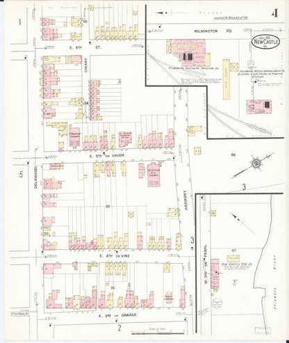 Sanborn Fire Insurance Map from New Castle, New Castle County, Delaware (1912), Sheet #0004 - Complete Map Set gallery image, historic Sanborn map, vintage wall art, Delaware Delaware