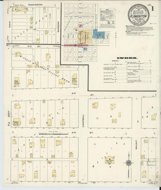 Sanborn Fire Insurance Map from Plankinton, Aurora County, South Dakota. (1909) – Historic Sanborn Fire Insurance Map Print
