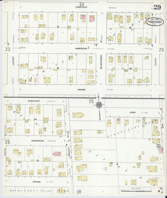 Sanborn Fire Insurance Map from Freeport, Stephenson County, Illinois (1910), Sheet #0029 - Historic Sanborn Fire Insurance Map Print, vintage old map wall art, antique decor, genealogy gift, Illinois Illinois map