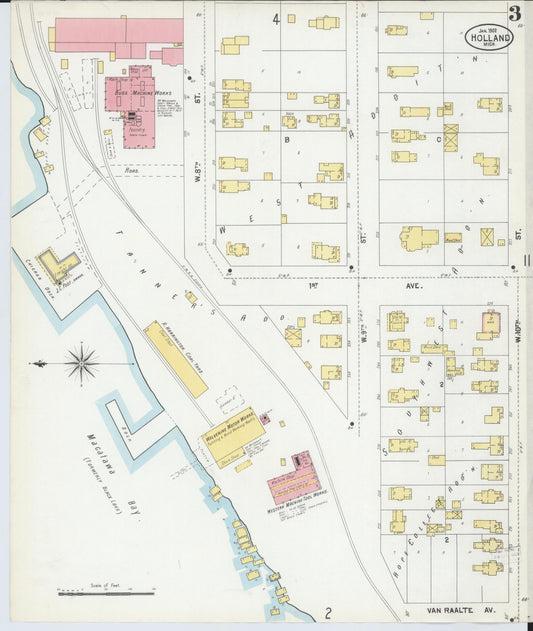 Sanborn Fire Insurance Map from Holland, Ottawa County, Michigan (1902), Sheet #0003 - Historic Sanborn Fire Insurance Map Print, vintage old map wall art, antique decor, genealogy gift, Michigan Michigan map