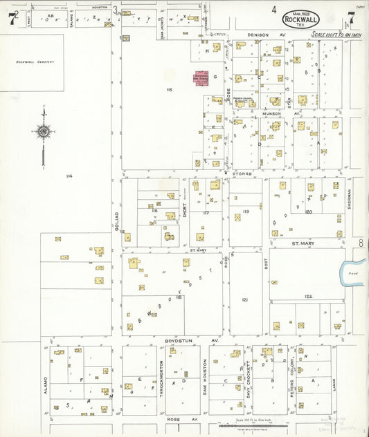 Sanborn Fire Insurance Map from Rockwall, Rockwall County, Texas (1923), Sheet #0007 - Historic Sanborn Fire Insurance Map Print, vintage old map wall art, antique decor, genealogy gift, Texas Texas map