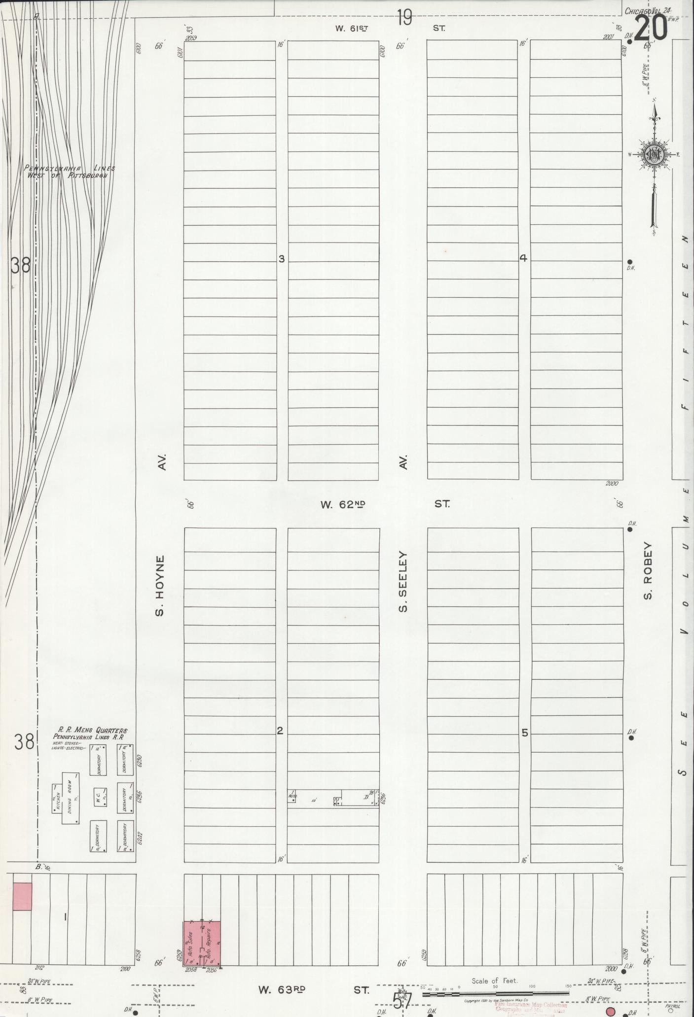 Sanborn Fire Insurance Map from Chicago, Cook County, Illinois (1920), Sheet #0020 - Historic Sanborn Fire Insurance Map Print, vintage old map wall art, antique decor, genealogy gift, Illinois Illinois map
