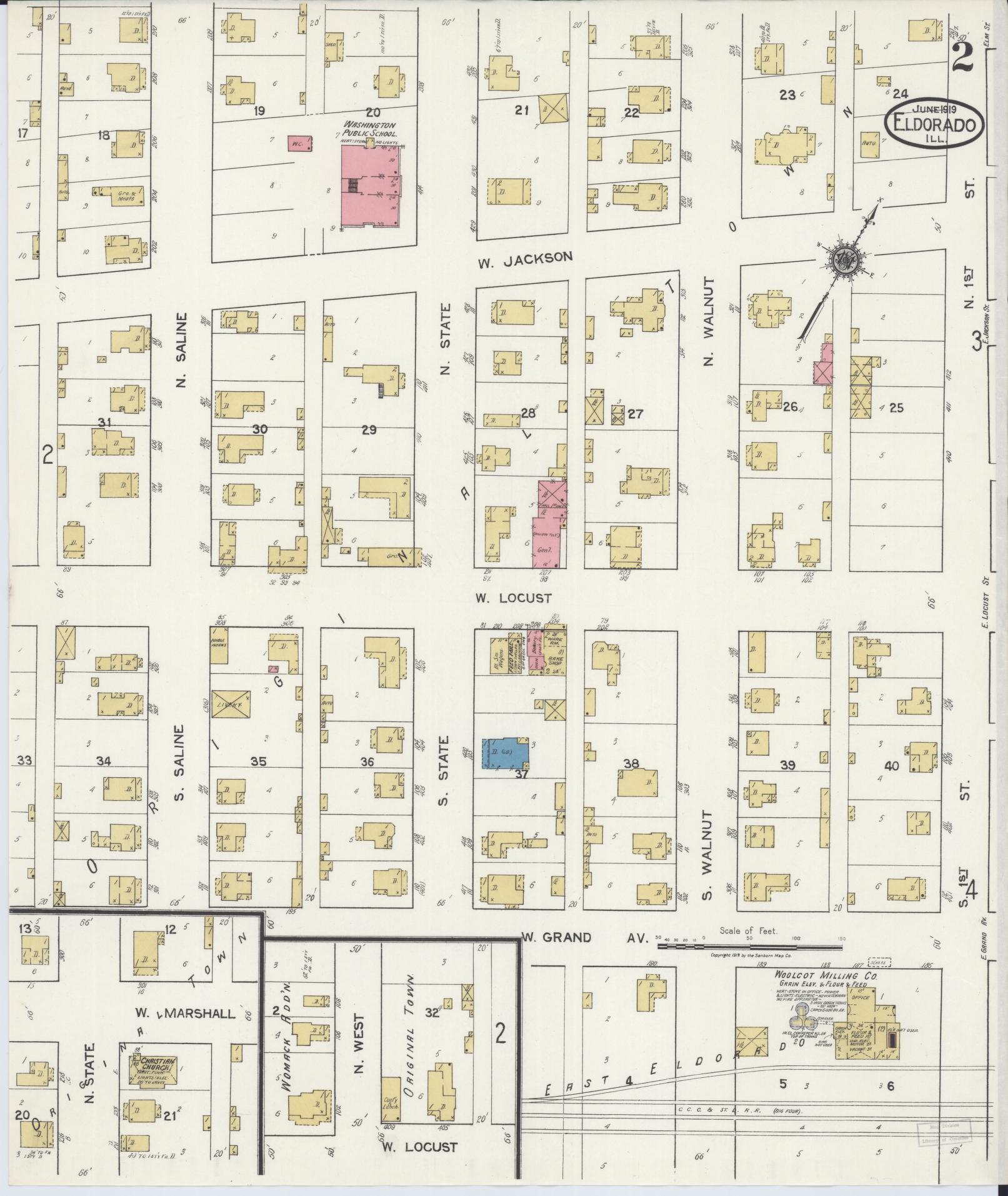 Sanborn Fire Insurance Map from Eldorado, Saline County, Illinois (1919), Sheet #0002 - Complete Map Set gallery image, historic Sanborn map, vintage wall art, Illinois Illinois
