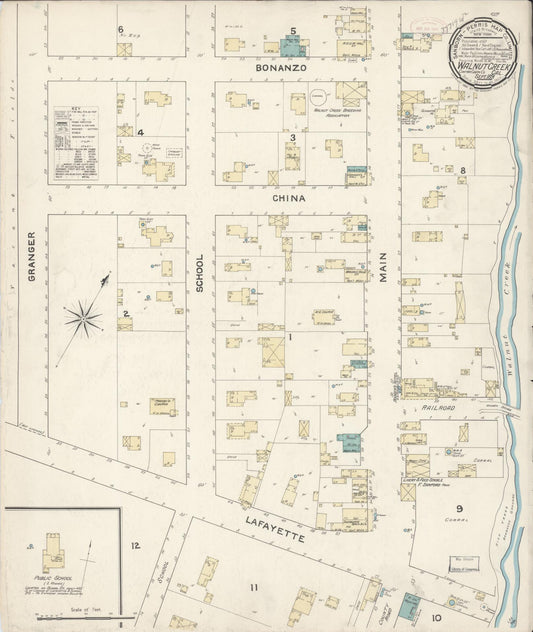 Sanborn Fire Insurance Map from Walnut Creek, Contra Costa County, California. (1891) – Historic Sanborn Fire Insurance Map Print