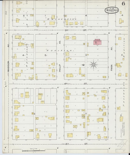Sanborn Fire Insurance Map from Norfolk, Madison County, Nebraska (1892), Sheet #0006 - Complete Map Set gallery image, historic Sanborn map, vintage wall art, Nebraska Nebraska