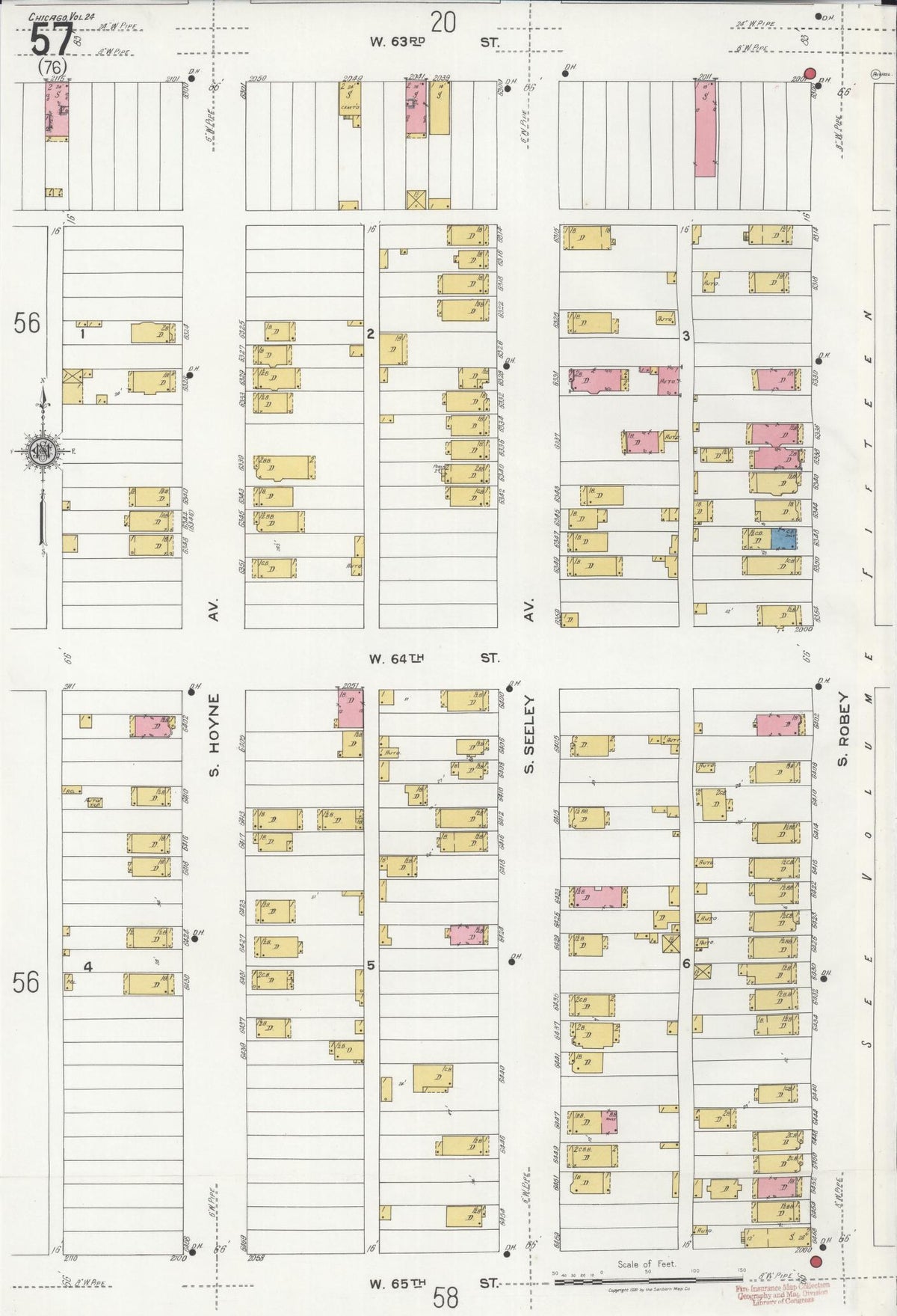 Sanborn Fire Insurance Map from Chicago, Cook County, Illinois (1920), Sheet #0057 - Historic Sanborn Fire Insurance Map Print, vintage old map wall art, antique decor, genealogy gift, Illinois Illinois map
