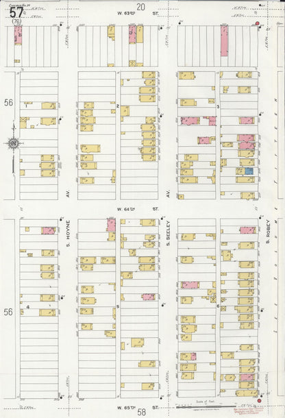 Sanborn Fire Insurance Map from Chicago, Cook County, Illinois (1920), Sheet #0057 - Historic Sanborn Fire Insurance Map Print, vintage old map wall art, antique decor, genealogy gift, Illinois Illinois map