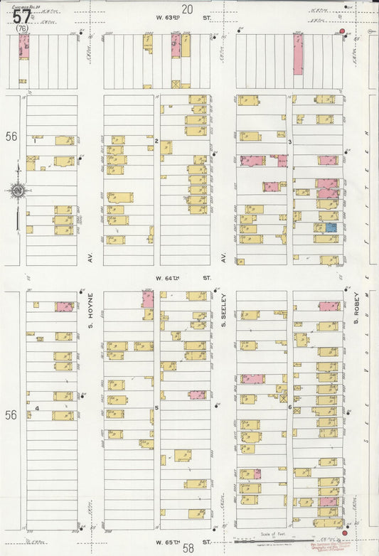 Sanborn Fire Insurance Map from Chicago, Cook County, Illinois (1920), Sheet #0057 - Historic Sanborn Fire Insurance Map Print, vintage old map wall art, antique decor, genealogy gift, Illinois Illinois map