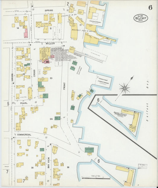 Sanborn Fire Insurance Map from Belfast, Waldo County, Maine (1901), Sheet #0006 - Historic Sanborn Fire Insurance Map Print, vintage old map wall art, antique decor, genealogy gift, Maine Maine map