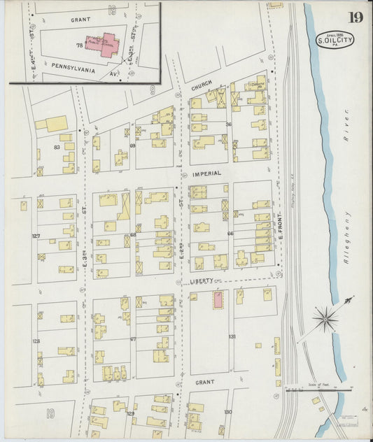 Sanborn Fire Insurance Map from Oil City, Venango County, Pennsylvania (1895), Sheet #0019 - Historic Sanborn Fire Insurance Map Print, vintage old map wall art, antique decor, genealogy gift, Pennsylvania Pennsylvania map