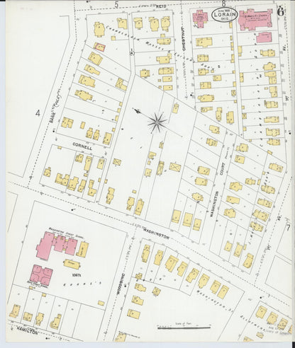 Sanborn Fire Insurance Map from Lorain, Lorain County, Ohio (1905), Sheet #0006 - Complete Map Set gallery image, historic Sanborn map, vintage wall art, Ohio Ohio