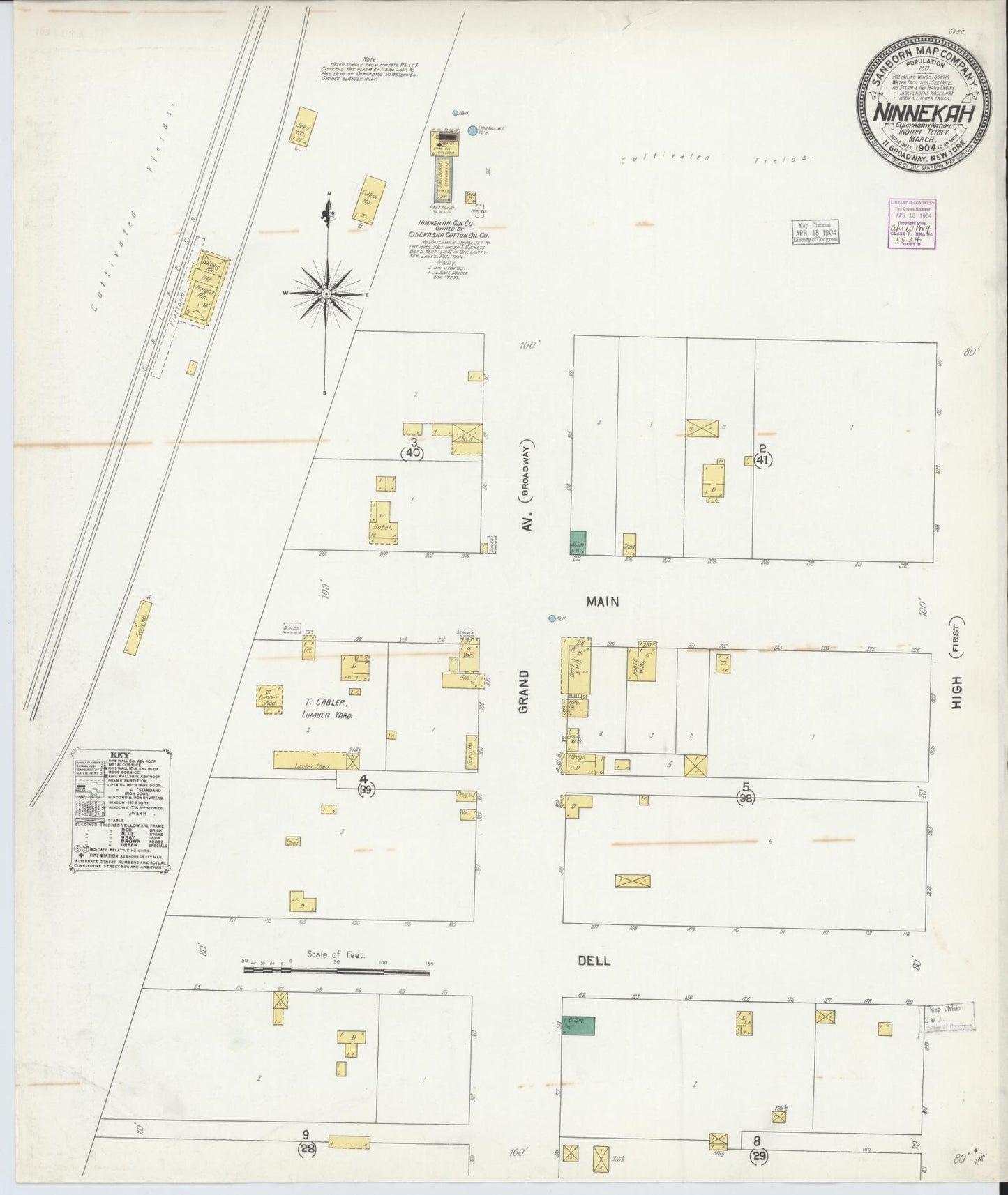 Sanborn Fire Insurance Map from Ninnekah, Grady County, Oklahoma (1904), Sheet #0001 - Historic Sanborn Fire Insurance Map Print, vintage old map wall art, antique decor, genealogy gift, Oklahoma Oklahoma map