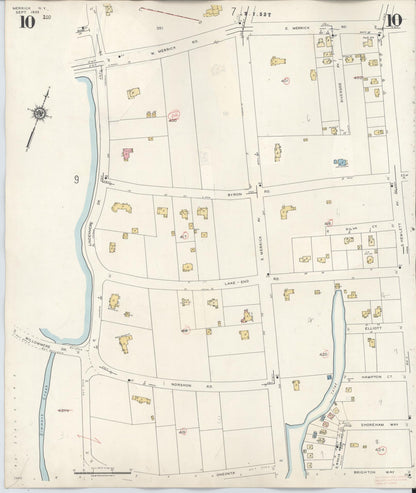 Sanborn Fire Insurance Map from Merrick, Nassau County, New York (1947), Sheet #0010 - Historic Sanborn Fire Insurance Map Print, vintage old map wall art, antique decor, genealogy gift, New York New York map