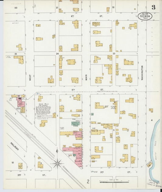 Sanborn Fire Insurance Map from Genoa, Ottawa County, Ohio (1899), Sheet #0003 - Historic Sanborn Fire Insurance Map Print, vintage old map wall art, antique decor, genealogy gift, Ohio Ohio map