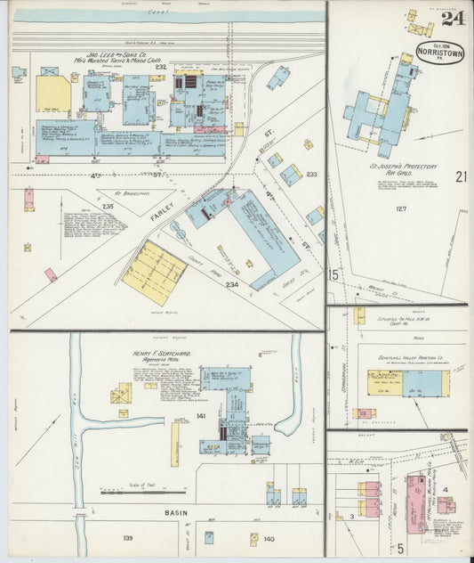 Sanborn Fire Insurance Map from Norristown, Montgomery County, Pennsylvania (1896), Sheet #0024 - Historic Sanborn Fire Insurance Map Print, vintage old map wall art, antique decor, genealogy gift, Pennsylvania Pennsylvania map