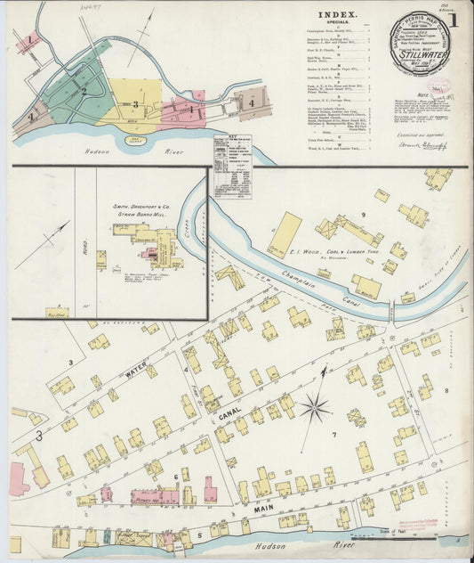 Sanborn Fire Insurance Map from Stillwater, Saratoga County, New York (1897), Sheet #0001 - Complete Map Set gallery image, historic Sanborn map, vintage wall art, New York New York