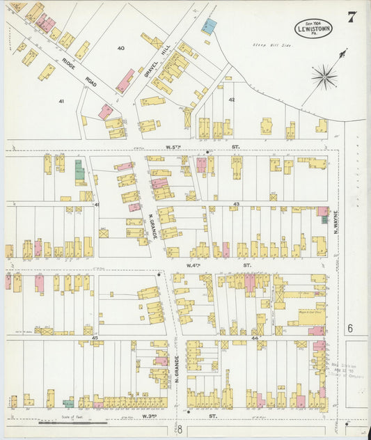 Sanborn Fire Insurance Map from Lewistown, Mifflin County, Pennsylvania (1904), Sheet #0007 - Historic Sanborn Fire Insurance Map Print, vintage old map wall art, antique decor, genealogy gift, Pennsylvania Pennsylvania map