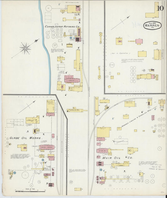 Sanborn Fire Insurance Map from Warren, Warren County, Pennsylvania (1892), Sheet #0010 - Historic Sanborn Fire Insurance Map Print, vintage old map wall art, antique decor, genealogy gift, Pennsylvania Pennsylvania map
