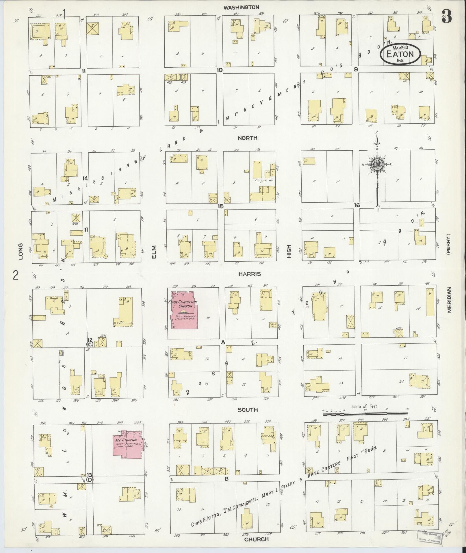 Sanborn Fire Insurance Map from Eaton, Delaware County, Indiana (1910), Sheet #0003 - Complete Map Set gallery image, historic Sanborn map, vintage wall art, Indiana Indiana