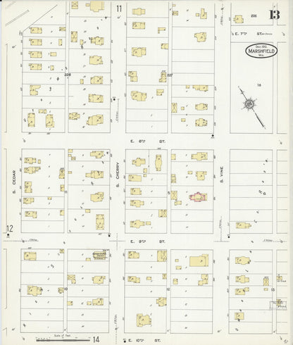 Sanborn Fire Insurance Map from Marshfield, Wood County, Wisconsin (1912), Sheet #0013 - Complete Map Set gallery image, historic Sanborn map, vintage wall art, Wisconsin Wisconsin