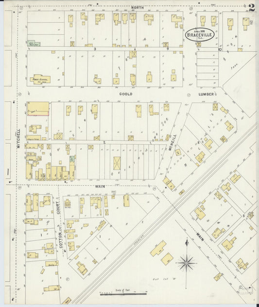 Sanborn Fire Insurance Map from Braceville, Grundy County, Illinois (1898), Sheet #0002 - Historic Sanborn Fire Insurance Map Print, vintage old map wall art, antique decor, genealogy gift, Illinois Illinois map