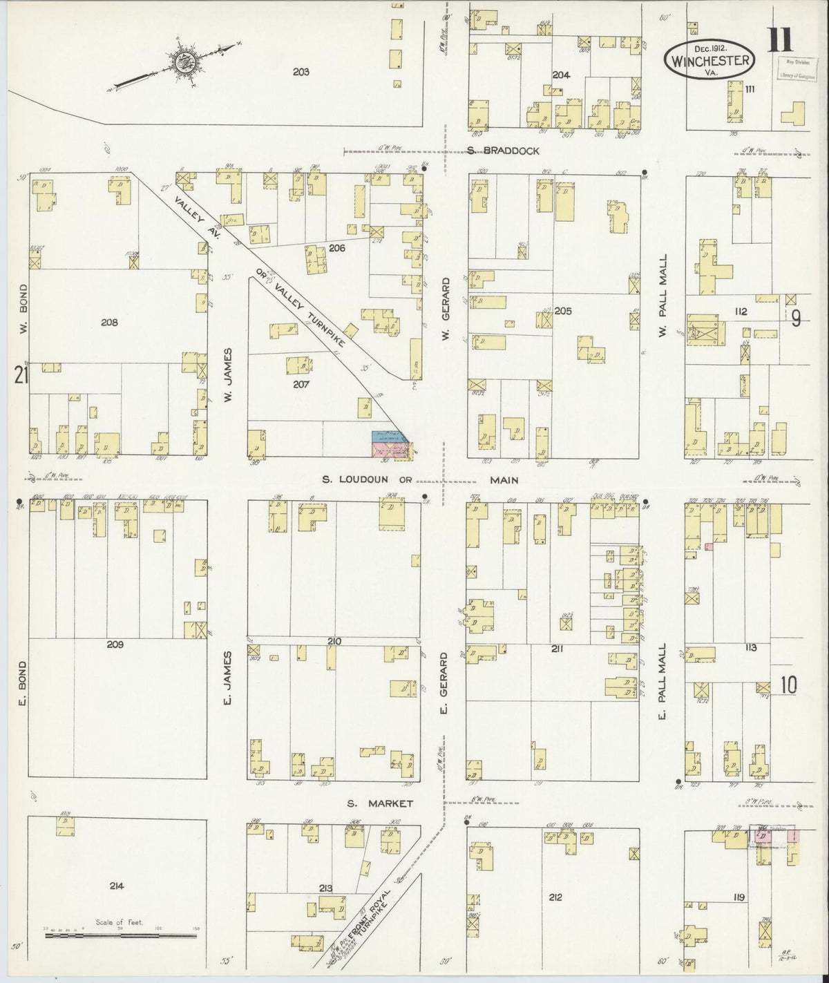 Sanborn Fire Insurance Map from Winchester, Independent Cities, Virginia (1912), Sheet #0011 - Complete Map Set gallery image, historic Sanborn map, vintage wall art, Virginia Virginia