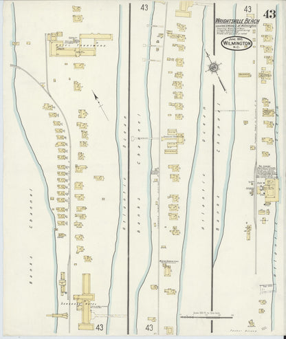 Sanborn Fire Insurance Map from Wilmington, New Hanover County, North Carolina (1910), Sheet #0043 - Historic Sanborn Fire Insurance Map Print, vintage old map wall art, antique decor, genealogy gift, North Carolina North Carolina map