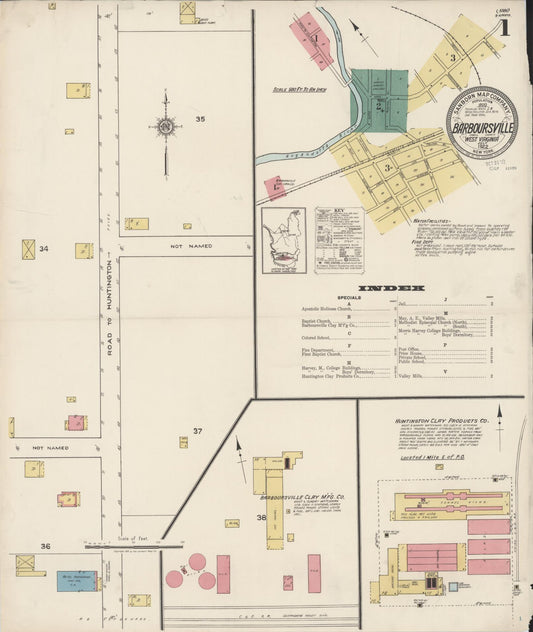 Sanborn Fire Insurance Map from Barboursville, Cabell County, West Virginia (1922), Sheet #0001 - Complete Map Set gallery image, historic Sanborn map, vintage wall art, West Virginia West Virginia