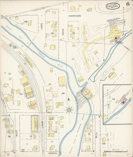 Sanborn Fire Insurance Map from Colfax, Whitman County, Washington (1893), Sheet #0006 - Historic Sanborn Fire Insurance Map Print, vintage old map wall art, antique decor, genealogy gift, Washington Washington map