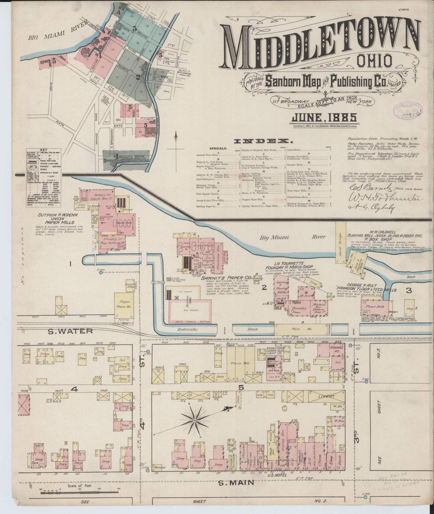 Sanborn Fire Insurance Map from Middletown, Butler County, Ohio (1885), Sheet #0001 - Complete Map Set gallery image, historic Sanborn map, vintage wall art, Ohio Ohio