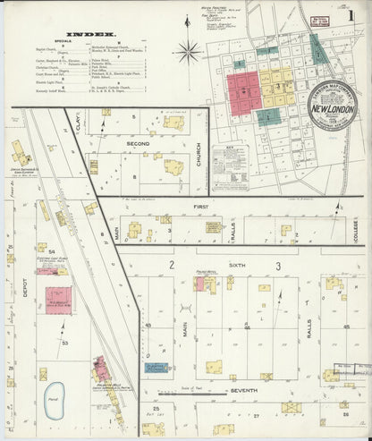 Sanborn Fire Insurance Map from New London, Ralls County, Missouri (1909), Sheet #0001 - Historic Sanborn Fire Insurance Map Print, vintage old map wall art, antique decor, genealogy gift, Missouri Missouri map