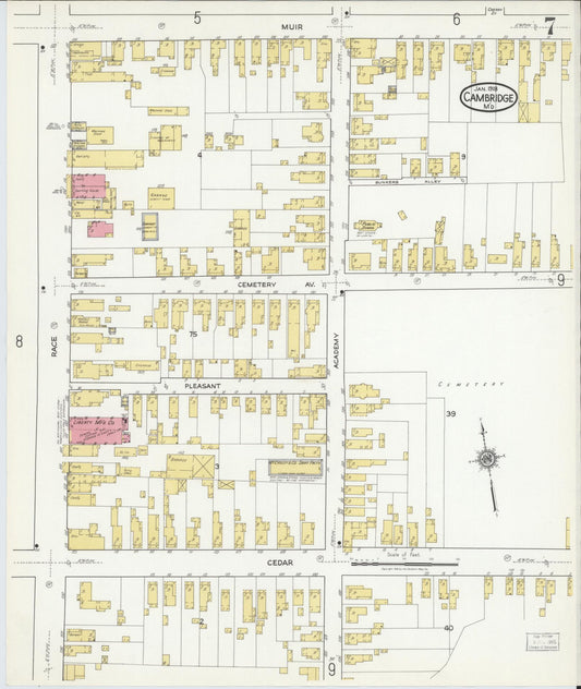 Sanborn Fire Insurance Map from Cambridge, Dorchester County, Maryland (1918), Sheet #0007 - Historic Sanborn Fire Insurance Map Print, vintage old map wall art, antique decor, genealogy gift, Maryland Maryland map