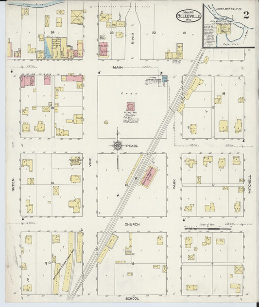 Sanborn Fire Insurance Map from Belleville, Dane County, Wisconsin (1915), Sheet #0002 - Historic Sanborn Fire Insurance Map Print, vintage old map wall art, antique decor, genealogy gift, Wisconsin Wisconsin map