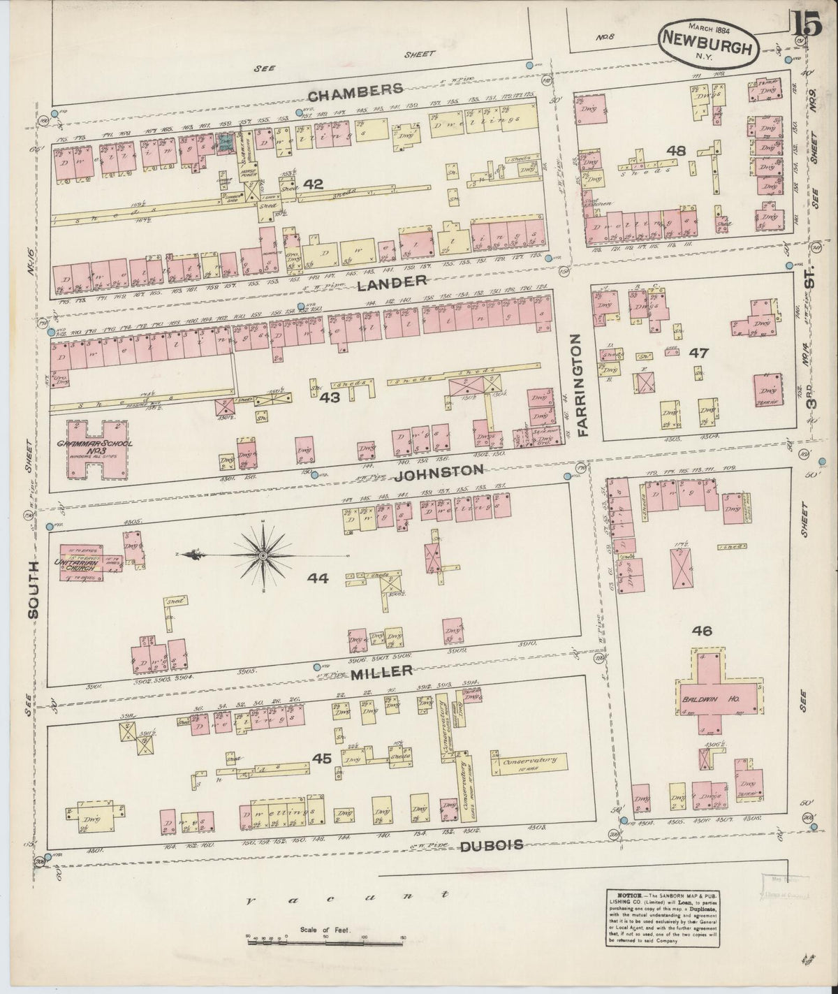 Sanborn Fire Insurance Map from Newburgh, Orange County, New York (1884), Sheet #0015 - Complete Map Set gallery image, historic Sanborn map, vintage wall art, New York New York