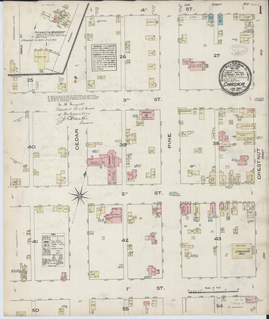 Sanborn Fire Insurance Map from Chaska, Carver County, Minnesota (1885), Sheet #0001 - Historic Sanborn Fire Insurance Map Print, vintage old map wall art, antique decor, genealogy gift, Minnesota Minnesota map