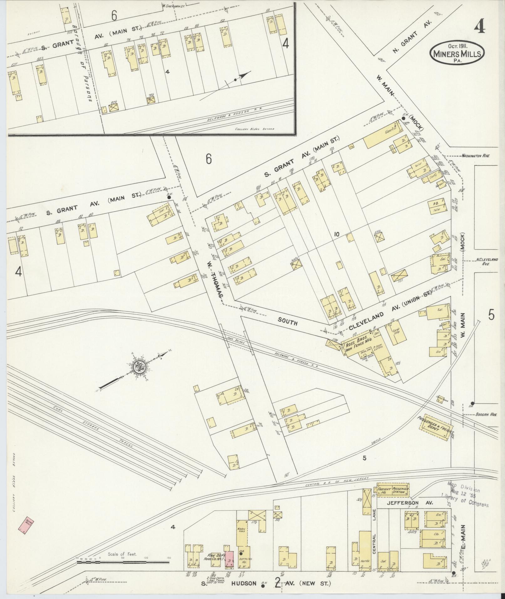 Sanborn Fire Insurance Map from Miners Mills, Luzerne County, Pennsylvania (1911), Sheet #0004 - Complete Map Set gallery image, historic Sanborn map, vintage wall art, Pennsylvania Pennsylvania
