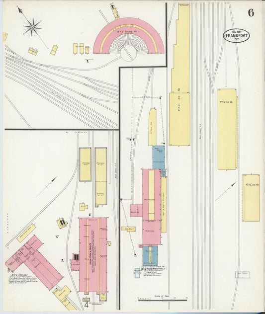 Sanborn Fire Insurance Map from Frankfort, Herkimer County, New York (1907), Sheet #0006 - Historic Sanborn Fire Insurance Map Print, vintage old map wall art, antique decor, genealogy gift, New York New York map