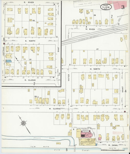 Sanborn Fire Insurance Map from Ilion, Herkimer County, New York (1912), Sheet #0003 - Historic Sanborn Fire Insurance Map Print, vintage old map wall art, antique decor, genealogy gift, New York New York map