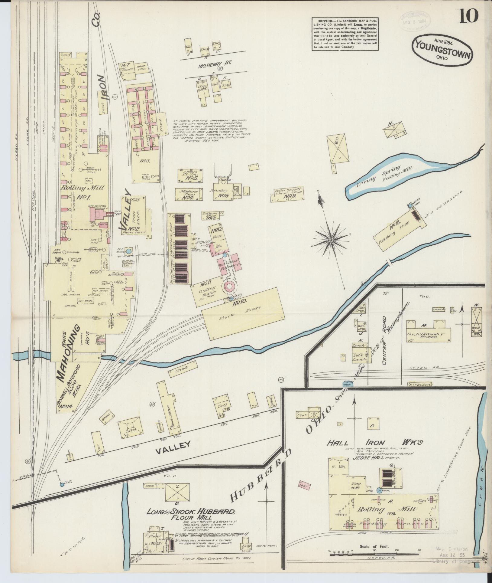 Sanborn Fire Insurance Map from Youngstown, Mahoning County, Ohio (1884), Sheet #0010 - Complete Map Set gallery image, historic Sanborn map, vintage wall art, Ohio Ohio