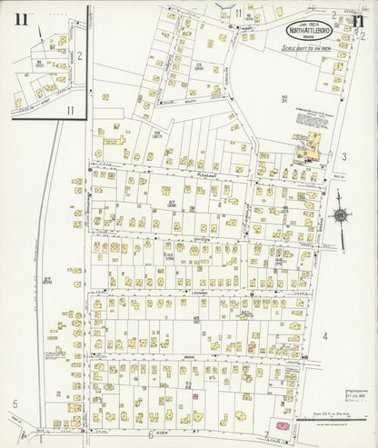 Sanborn Fire Insurance Map from North Attleborough, Bristol County, Massachusetts (1924), Sheet #0011 - Complete Map Set gallery image, historic Sanborn map, vintage wall art, Massachusetts Massachusetts