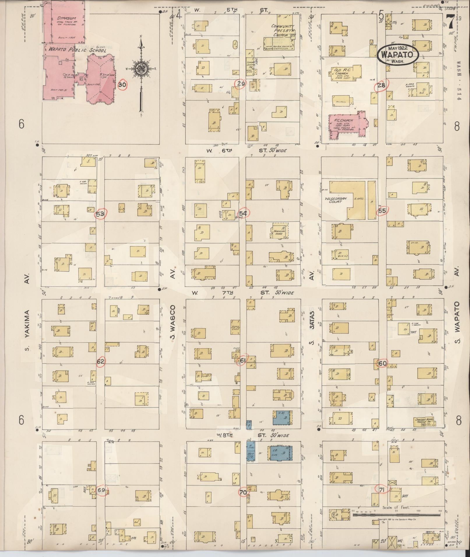 Sanborn Fire Insurance Map from Wapato, Yakima County, Washington (1941), Sheet #0007 - Complete Map Set gallery image, historic Sanborn map, vintage wall art, Washington Washington
