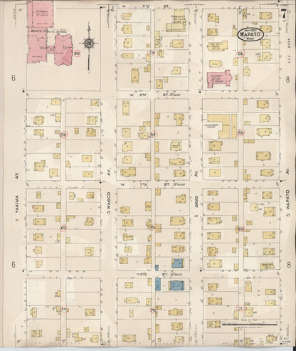 Sanborn Fire Insurance Map from Wapato, Yakima County, Washington (1941), Sheet #0007 - Complete Map Set gallery image, historic Sanborn map, vintage wall art, Washington Washington