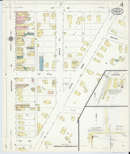 Sanborn Fire Insurance Map from Shelby, Oceana County, Michigan (1910), Sheet #0004 - Historic Sanborn Fire Insurance Map Print, vintage old map wall art, antique decor, genealogy gift, Michigan Michigan map