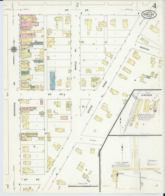 Sanborn Fire Insurance Map from Shelby, Oceana County, Michigan (1910), Sheet #0004 - Historic Sanborn Fire Insurance Map Print, vintage old map wall art, antique decor, genealogy gift, Michigan Michigan map