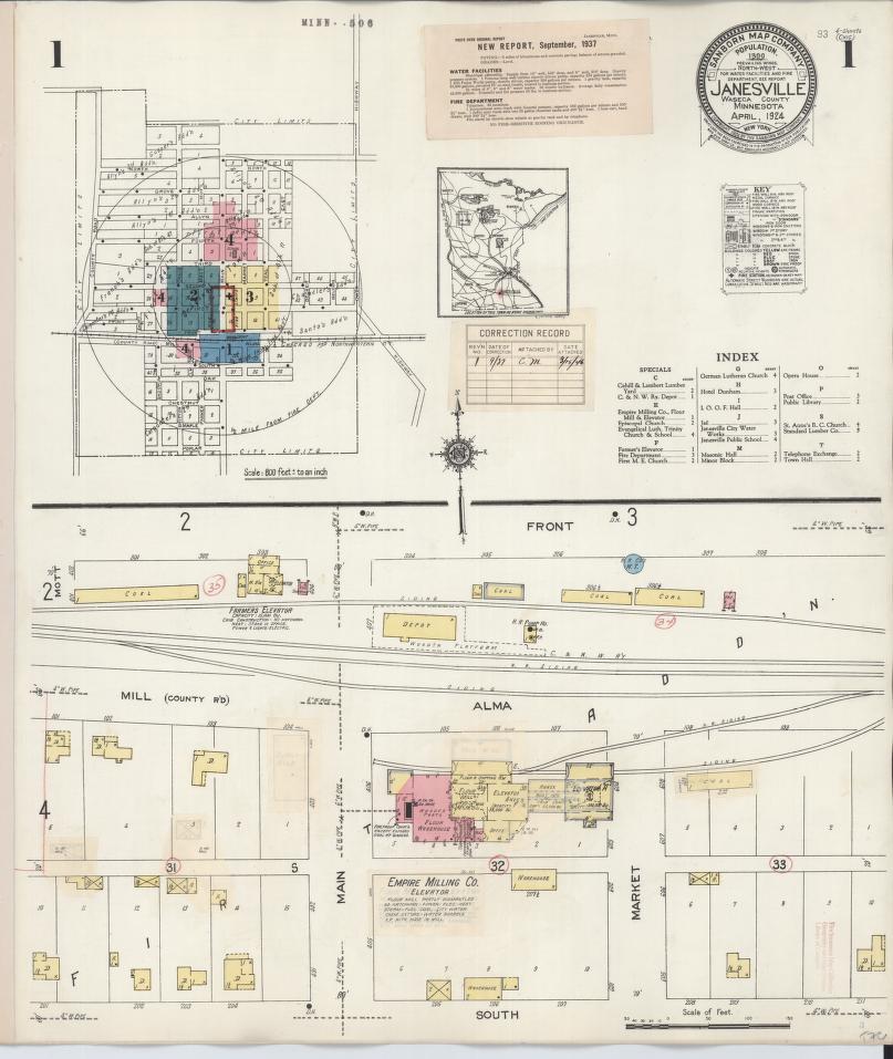 Sanborn Fire Insurance Map from Janesville, Waseca County, Minnesota. (1937) – Map View